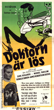 Doktorn är lös 1957 poster Dirk Bogarde Muriel Pavlow Donald Sinden Ralph Thomas Medicin och sjukhus