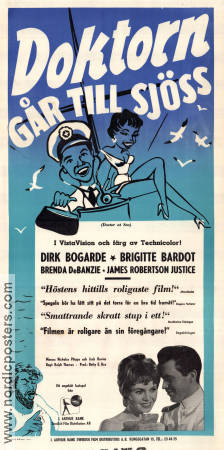 Doktorn går till sjöss 1955 poster Dirk Bogarde Brenda de Banzie Brigitte Bardot
