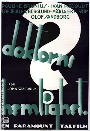 Doktorns hemlighet 1930 poster Erik Bullen Berglund