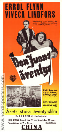 Don Juans äventyr 1948 poster Errol Flynn Viveca Lindfors Robert Douglas Vincent Sherman Äventyr matinée
