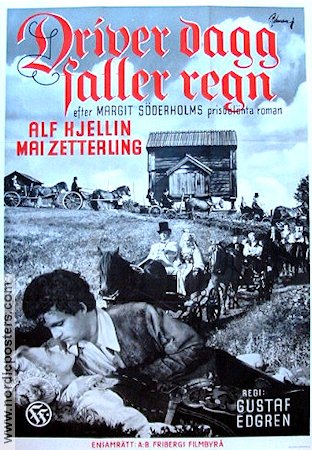 Driver dagg faller regn 1946 poster Mai Zetterling Alf Kjellin Sten Lindgren Gustaf Edgren