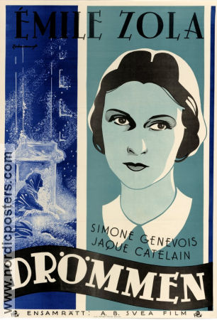 Drömmen 1931 poster Simone Genevois Jaque Catelain Jacques de Baroncelli Text: Emile Zola