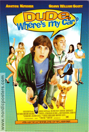 Dude Where´s My Car 2000 poster Ashton Kutcher Seann William Scott Danny Leinerm Bilar och racing