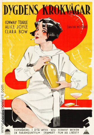 Dygdens krokvägar 1926 poster Alice Joyce Norman Trevor Clara Bow Herbert Brenon Eric Rohman art