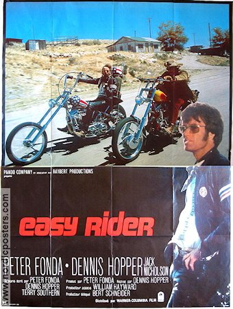 Easy Rider 1969 poster Peter Fonda Jack Nicholson Dennis Hopper Motorcyklar Kultfilmer