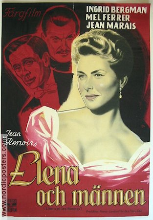 Elena och männen 1957 poster Ingrid Bergman Mel Ferrer Jean Marais Jean Renoir