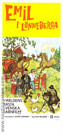 Emil i Lönneberga 1971 poster Allan Edwall Björn Gustafson Jan Ohlsson Olle Hellbom Text: Astrid Lindgren Affischkonstnär: Björn Berg