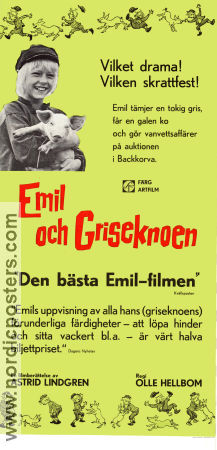 Emil och griseknoen 1972 poster Allan Edwall Björn Gustafson Olle Hellbom Text: Astrid Lindgren Hitta mer: Emil i Lönneberga