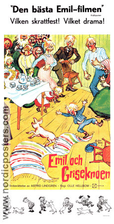 Emil och griseknoen 1972 poster Allan Edwall Björn Gustafson Jan Ohlsson Olle Hellbom Text: Astrid Lindgren Affischkonstnär: Björn Berg Hitta mer: Emil i Lönneberga