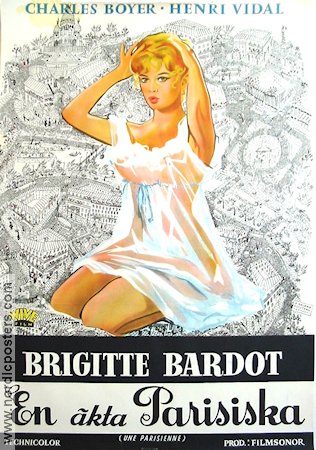 En äkta parisiska 1958 poster Brigitte Bardot Charles Boyer Henri Vidal Damer