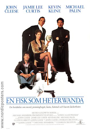 En fisk som heter Wanda 1988 poster John Cleese Jamie Lee Curtis Charles Crichton Fiskar och hajar