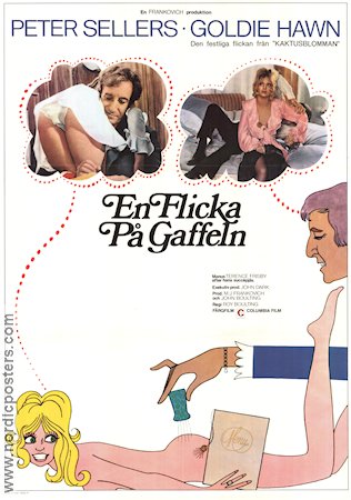 En flicka på gaffeln 1970 poster Goldie Hawn Peter Sellers Tony Britton Roy Boulting Damer Mat och dryck