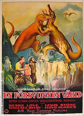 En försvunnen värld 1925 poster Bessie Love Lewis Stone Dinosaurier och drakar