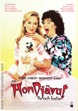 En hondjävuls liv och lustar 1989 poster Meryl Streep Roseanne Barr Ed Begley Jr Susan Seidelman Från TV