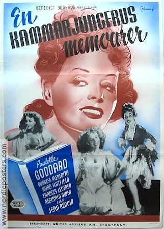 En kammarjungfrus memoarer 1948 poster Paulette Goddard Jean Renoir Eric Rohman art