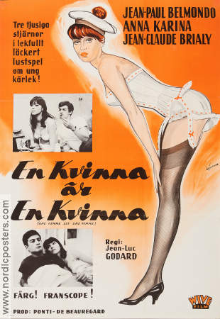 En kvinna är en kvinna 1961 poster Anna Karina Jean Paul Belmondo Jean-Luc Godard Affischkonstnär: Walter Bjorne