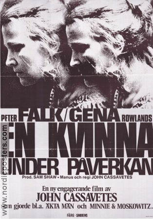 En kvinna under påverkan 1974 poster Gena Rowlands Peter Falk Fred Draper John Cassavetes Romantik