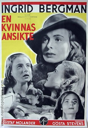 En kvinnas ansikte 1938 poster Ingrid Bergman Anders Henrikson Gustaf Molander Text: Gösta Stevens