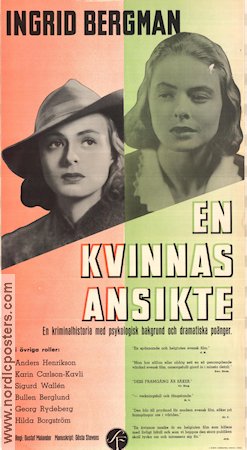 En kvinnas ansikte 1938 poster Ingrid Bergman Anders Henrikson Gustaf Molander Text: Gösta Stevens