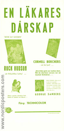 En läkares dårskap 1956 poster Rock Hudson Cornell Borchers George Sanders Jerry Hopper Medicin och sjukhus