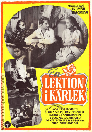 En lektion i kärlek 1954 poster Eva Dahlbeck Gunnar Björnstrand Harriet Andersson Yvonne Lombard Ingmar Bergman