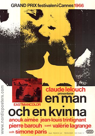 En man och en kvinna 1966 poster Anouk Aimée Jean-Louis Trintignant Pierre Barouh Claude Lelouch Romantik Bilar och racing