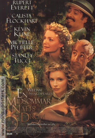 En midsommarnattsdröm 1999 poster Rupert Everett Michelle Pfeiffer Kevin Kline Calista Flockhart Michael Hoffman Text: William Shakespeare