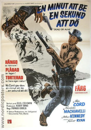 En minut att be en sekund att dö 1968 poster Alex Cord Vapen