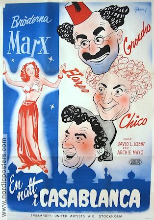 En natt i Casablanca 1946 poster The Marx Brothers Bröderna Marx