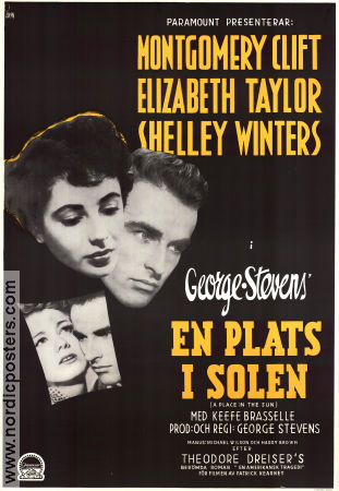 En plats i solen 1951 poster Elizabeth Taylor Montgomery Clift Shelley Winters George Stevens