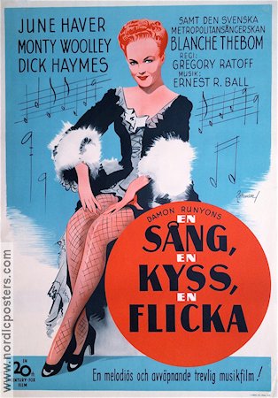 En sång en kyss en flicka 1944 poster June Haver Gregory Ratoff Musikaler