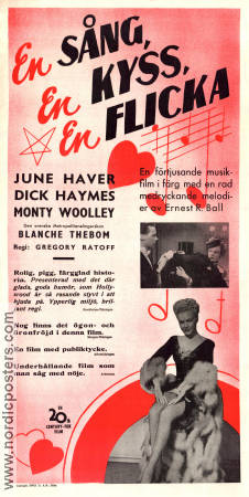 En sång en kyss en flicka 1944 poster June Haver Gregory Ratoff