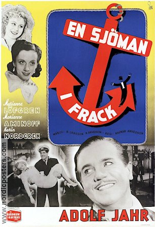 En sjöman i frack 1942 poster Adolf Jahr Karin Nordgren Gösta Cederlund Ragnar Arvedson