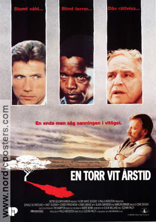 En torr vit årstid 1989 poster Donald Sutherland Janet Suzman Marlon Brando Euzhan Palcy