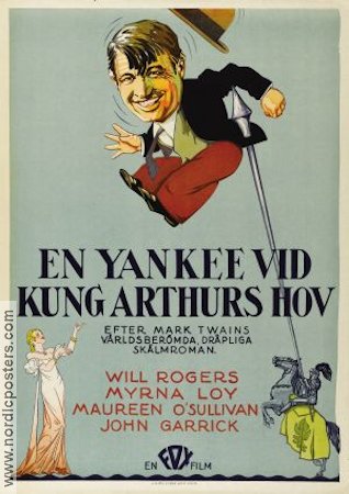 En yankee vid kung Arthurs hov 1931 poster Will Rogers Myrna Loy