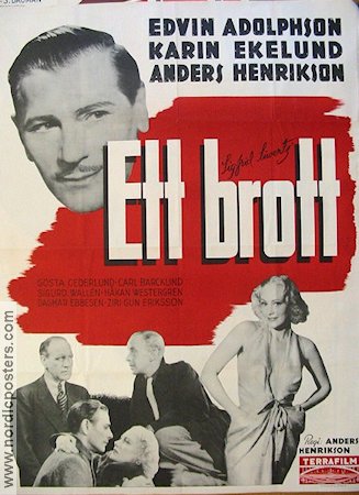 Ett brott 1940 poster Edvin Adolphson Karin Ekelund