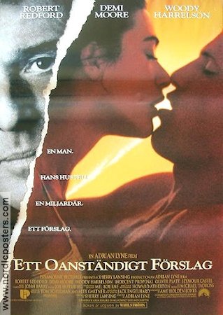 Ett oanständigt förslag 1993 poster Robert Redford Demi Moore Woody Harrelson Adrian Lyne Romantik