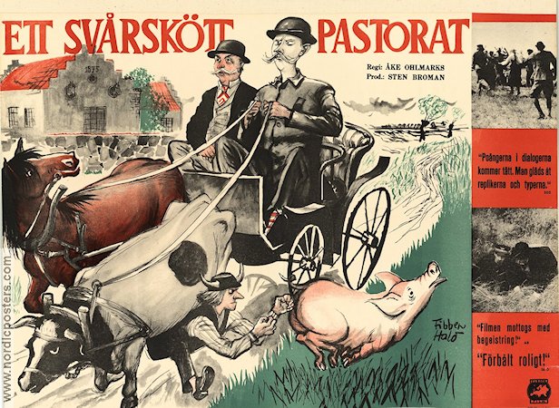 Ett svårskött pastorat 1958 poster Åke Ohlmarks Text: Sten Broman Affischkonstnär: Fibben Hald