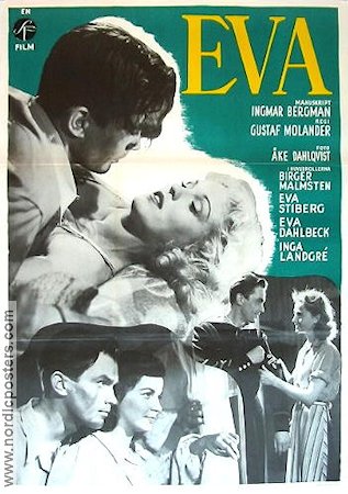 Eva 1948 poster Birger Malmsten Eva Stiberg Eva Dahlbeck Gustaf Molander Text: Ingmar Bergman