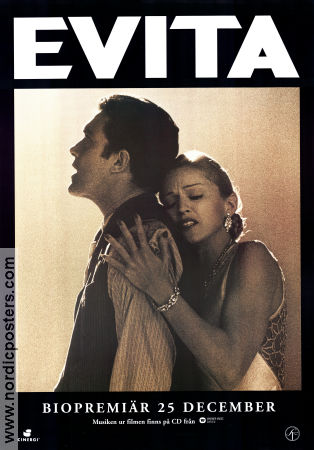 Evita 1996 poster Madonna Antonio Banderas Jonathan Pryce Alan Parker Musik: Andrew Lloyd Webber Musikaler