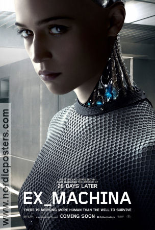 Ex Machina 2014 poster Alicia Vikander Domhnall Gleeson Oscar Isaac Alex Garland Robotar