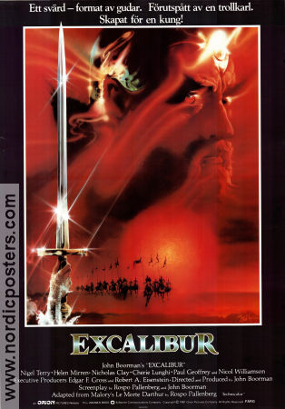 Excalibur 1981 poster Nigel Terry Helen Mirren Nicholas Clay John Boorman