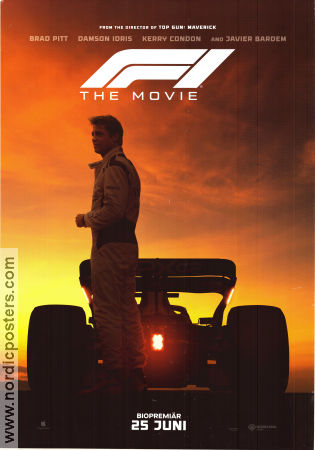 F1: The Movie 2025 poster Brad Pitt Damson Idris Javier Bardem Joseph Kosinski Bilar och racing