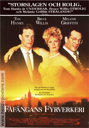 Fåfängans fyrverkeri 1990 poster Tom Hanks Bruce Willis Melanie Griffith Brian De Palma