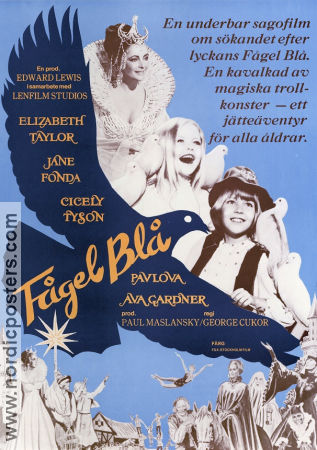 Fågel Blå 1977 poster Elizabeth Taylor Jane Fonda George Cukor Fåglar