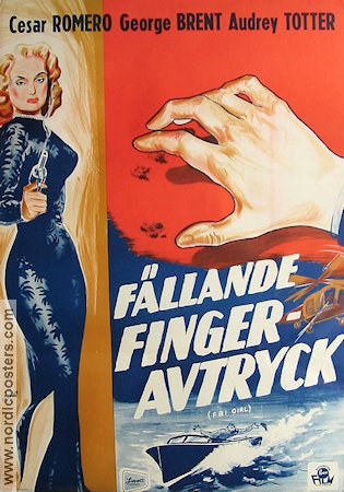 Fällande fingeravtryck 1954 poster Audrey Totter Poliser