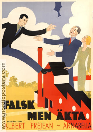 Falsk men äkta 1932 poster Albert Préjean Annabella Carmine Gallone
