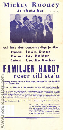 Familjen Hardy reser till stan 1938 poster Mickey Rooney Lewis Stone Fay Holden George B Seitz