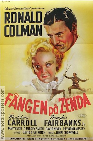 Fången på Zenda 1938 poster Ronald Colman Madeleine Carroll Douglas Fairbanks Jr Äventyr matinée