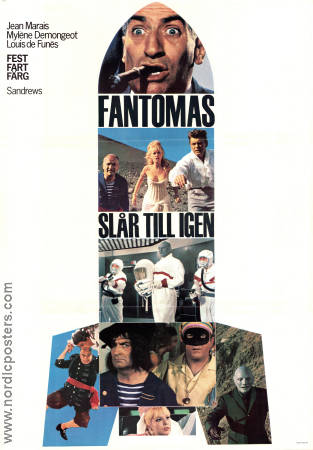 Fantomas slår till igen 1966 poster Louis de Funes Jean Marais Andre Hunebelle